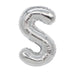 Silver mylar letter balloon shaped like the number 5, with a shiny metallic finish and vertical ribbed texture throughout.
