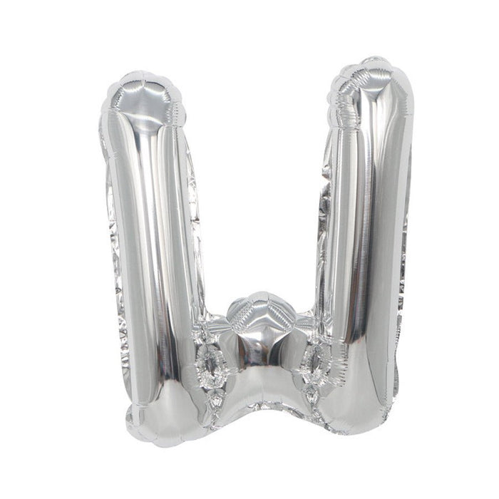 Silver metallic mylar letter balloon shaped like the letter X with a shiny reflective surface and rounded edges.