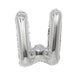 Silver metallic mylar letter balloon shaped like the letter X with a shiny reflective surface and rounded edges.