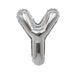 Silver metallic mylar letter balloon shaped like the letter Y, approximately 16 inches tall, shown inflated against a white background.