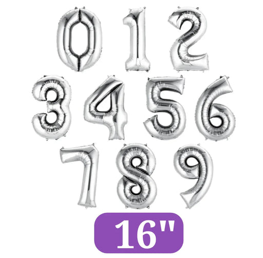 Air Filled Silver Number Balloons 16" | 1ct