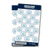Sheet of 36 circular sticker seals featuring a blue paw print logo with "Grizzlies" text, each 1 inch in diameter, with dark blue header reading "Skyline Sticker Seals.