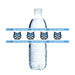 Clear plastic water bottle with blue and white Sky View Bobcats logo bands wrapped around the middle, featuring repeating bobcat head mascots and text on horizontal stripes.