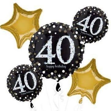 Sparkling 40 Balloon Bouquet | 5 pcs