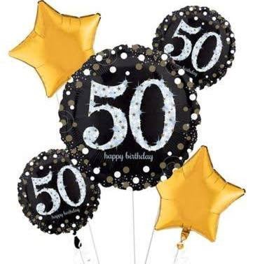 Sparkling 50 Balloon Bouquet | 5 pcs