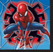 Spider-Man beverage napkin featuring Spider-Man in a crouching action pose with red and blue webbed design, perfect for Spider-Man themed birthday parties and superhero celebrations.