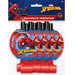 Spider-Man party blowouts with red mouthpieces and Spider-Man action design, 8 count.