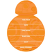Orange BB-8 droid-shaped invitation cards with white text fields for event details including date, time, place, RSVP, and email contact information.