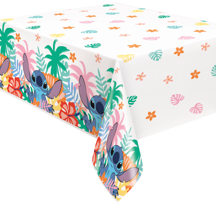Disney-themed fabric with cartoon character and colorful patterns on a white background