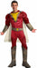 Red and yellow superhero costume with brown armored gauntlets, leg guards, and a cream-colored cape featuring geometric patterns.