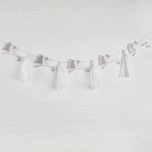Stork & Tassel Baby Shower Garland | 1ct