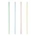 Four vertical straws in green, blue, pink, and cream colors arranged side by side on a white background.