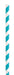 Ten tall reusable straws with diagonal teal and white stripes throughout their length.
