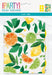 Six white treat bags featuring colorful illustrations of lemons, limes, and oranges with green leaves and yellow flowers, plus coordinating yellow circle stickers.
