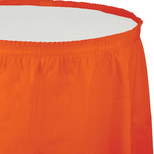 Sunkissed Orange Plastic Tableskirt | 1ct