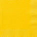 Bright yellow paper napkins arranged in a square stack, showing the textured weave pattern on the folded edges.