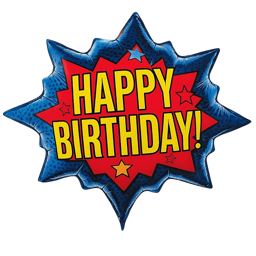 Superhero Birthday Burst Super Shape Mylar Balloon 32"  | 1ct.