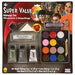 Super Value makeup kit with burgundy and gold packaging displaying colorful eyeshadow palette, face makeup, brushes, and applicators arranged on the package.