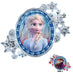 Blue and silver oval mylar balloon featuring Elsa from Frozen 2 with decorative snowflakes, plus a smaller Anna balloon shown on the reverse side.