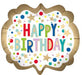 Gold Satin Marquee Dots Birthday Supershape Mylar Balloon 25" | 1ct - Zurchers