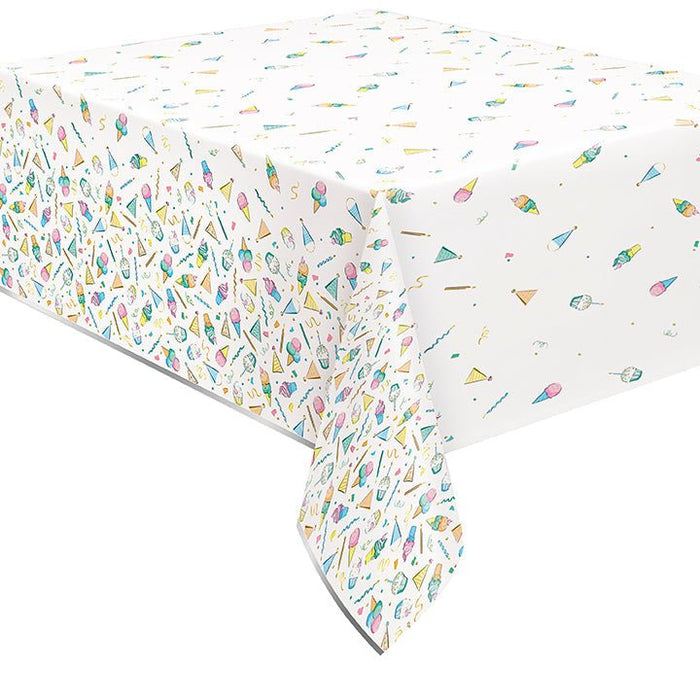 54x84in Tablecover Sweet Rainbow Birthday Foil