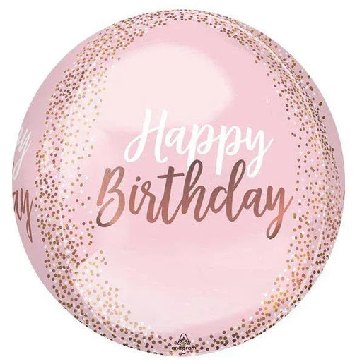 Rose Gold Confetti Happy Birthday Orbz Balloon | 1ct