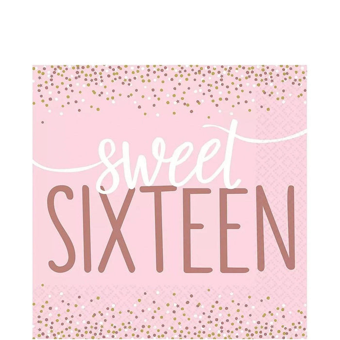 Sweet 16 Pink Lunch Napkins | 16ct - Zurchers