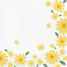 White paper napkins with yellow daisy flowers and green leaves arranged in corners, 16 count package.