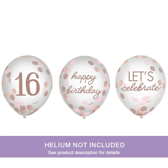 Sweet Sixteen Confetti Balloons, 12" | 6 ct - Zurchers