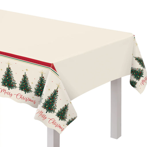 Christmas Elegant Evergreen Plastic Table Cover 54" x 102" | 1 ct