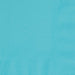 Stack of 40 teal blue dinner napkins with a textured weave pattern visible on the folded edges.