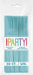 Package of 50 heavy-duty teal plastic knives with colorful "Party!" branding and bilingual text indicating they are reusable and dishwasher safe.