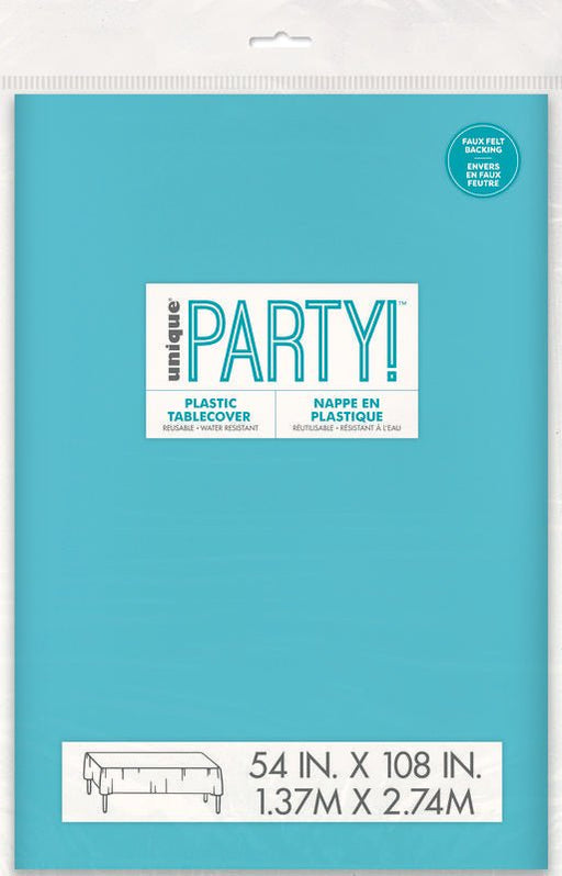 Teal Flannel Back Table Cover – 54 in x 108 in | 1ct