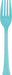 Single teal plastic fork displayed vertically against a white background.