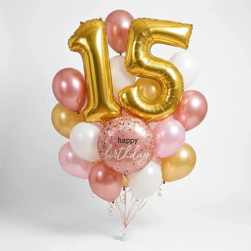 Custom Number Birthday Bouquet - Gold & Pink