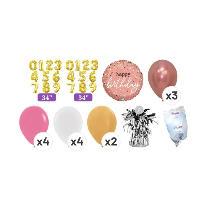 Custom Number Birthday Bouquet - Gold & Pink
