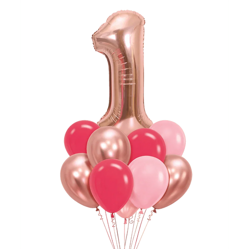 Jumbo Rose Gold Number Pink Bouquet | 13-15 pcs