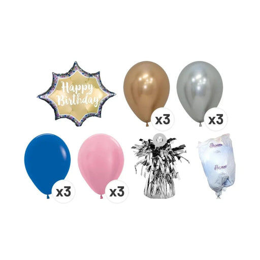 Happy Birthday Satin Gold Burst Basic Bouquet | 15 pcs