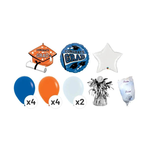 Congrats Grad Balloon Bouquet - Orange & Blue