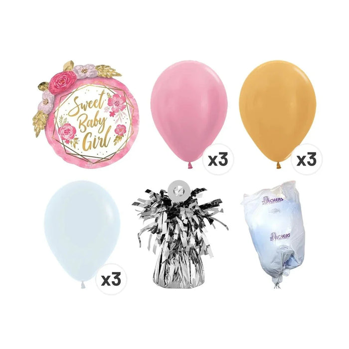 Sweet Baby Girl With Flowers Bouquet | 12 pcs