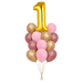 Gold Jumbo Number Gold & Pink Bouquet | 13-15 pcs