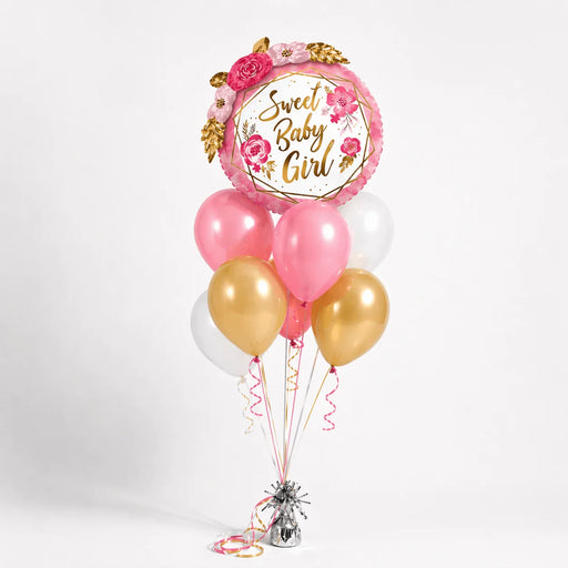 Sweet Baby Girl With Flowers Bouquet | 12 pcs