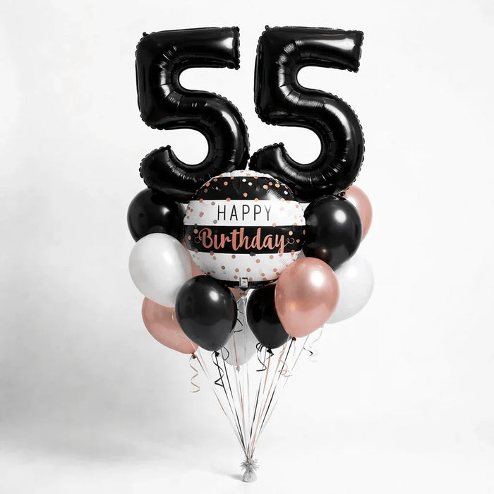 Custom Number Birthday Bouquet - Black, White & Rose Gold