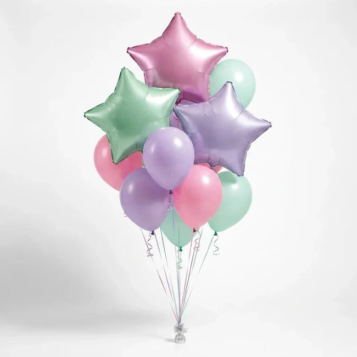 Pastel Star Balloon Bouquet | 17 pcs