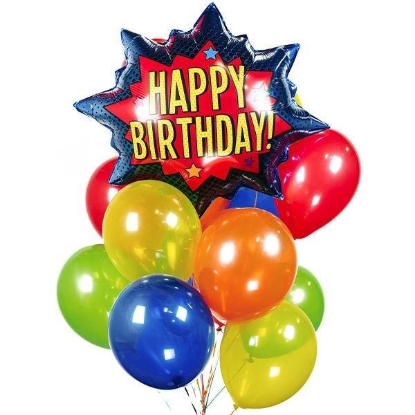Superhero Happy Birthday Burst Bouquet | 13 pcs