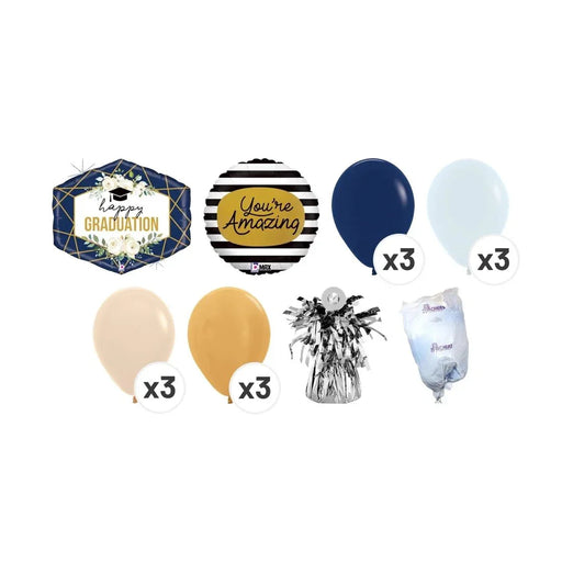Elegant Navy & Gold Graduation Balloon Bouquet