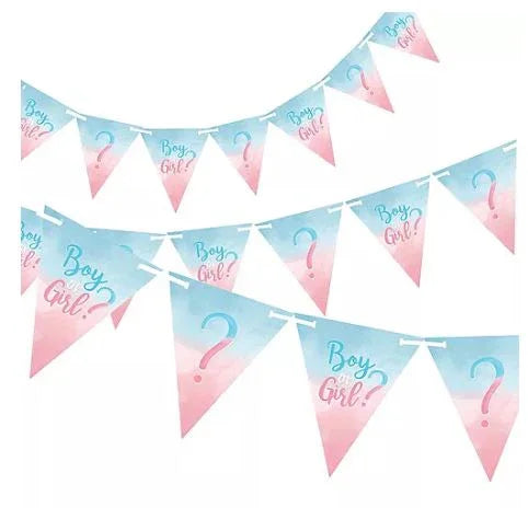 Boy or Girl? Gender Reveal Paper Pennant Banner, 15ft | 1ct