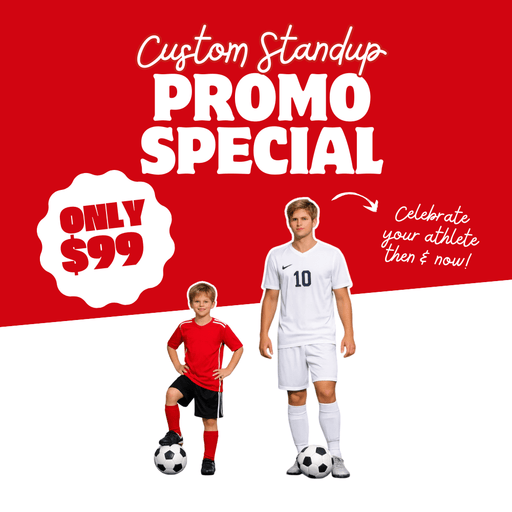 Then and Now Custom Athlete Standup Cutouts 6' & 3' | 2ct