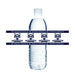 Clear plastic water bottle wrapped with navy blue bands featuring Timpanogos Timberwolves wolf head logos and text repeated across the label.