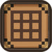Brown square plate with a 3x3 grid of tan squares in the center, surrounded by decorative tan and dark brown borders with gold corner accents, featuring a Minecraft-inspired blocky design.